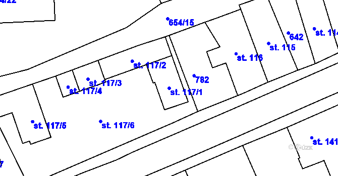 Parcela st. 117/1 v KÚ Zájezd u České Skalice, Katastrální mapa