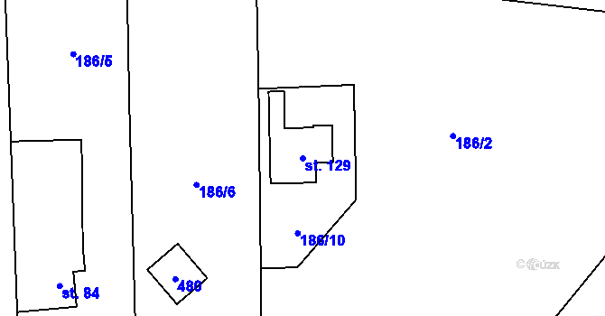 Parcela st. 129 v KÚ Zlíč, Katastrální mapa