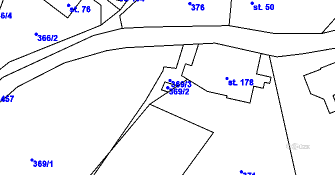 Parcela st. 369/2 v KÚ Zlíč, Katastrální mapa