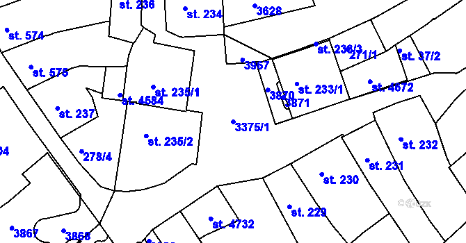 Parcela st. 3375/1 v KÚ Česká Třebová, Katastrální mapa