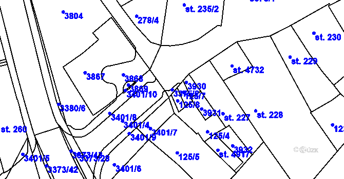 Parcela st. 3375/2 v KÚ Česká Třebová, Katastrální mapa