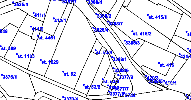 Parcela st. 53/4 v KÚ Česká Třebová, Katastrální mapa