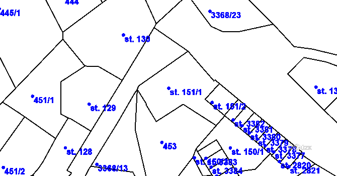 Parcela st. 151/1 v KÚ Česká Třebová, Katastrální mapa