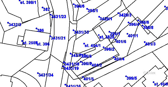 Parcela st. 404/1 v KÚ Česká Třebová, Katastrální mapa