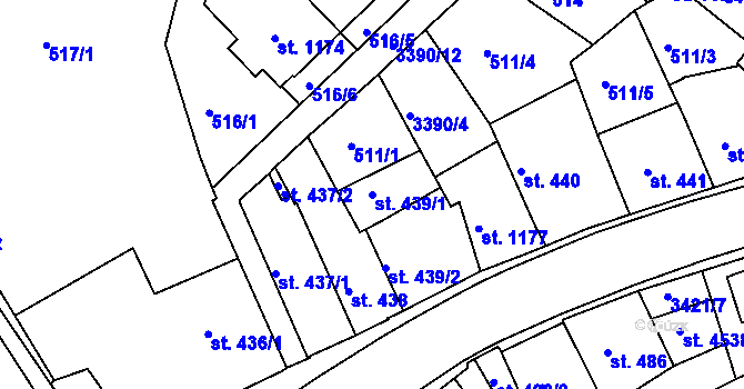 Parcela st. 439/1 v KÚ Česká Třebová, Katastrální mapa