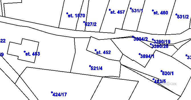 Parcela st. 452 v KÚ Česká Třebová, Katastrální mapa
