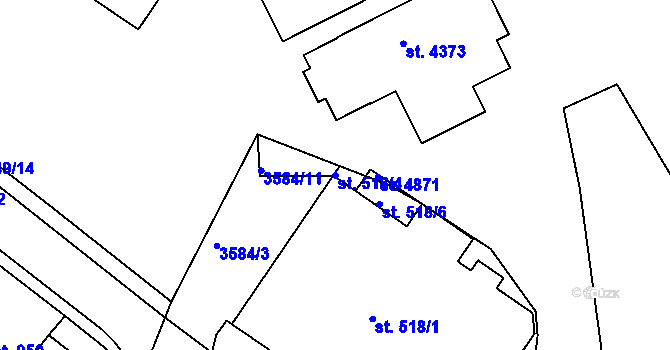 Parcela st. 518/4 v KÚ Česká Třebová, Katastrální mapa
