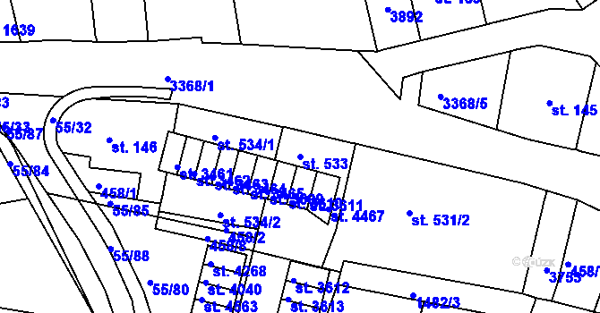 Parcela st. 533 v KÚ Česká Třebová, Katastrální mapa