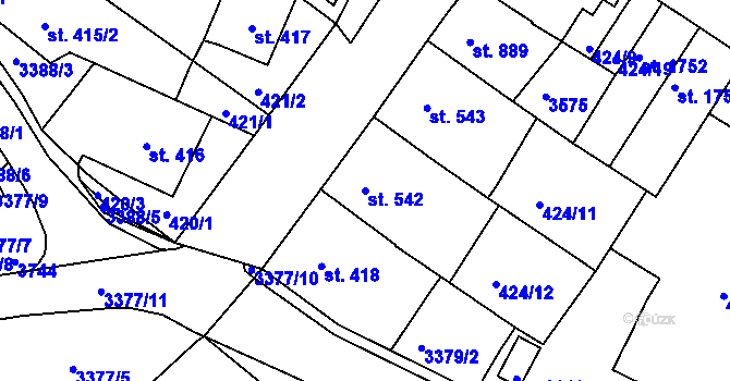 Parcela st. 542 v KÚ Česká Třebová, Katastrální mapa