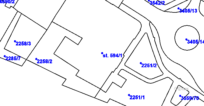 Parcela st. 594/1 v KÚ Česká Třebová, Katastrální mapa