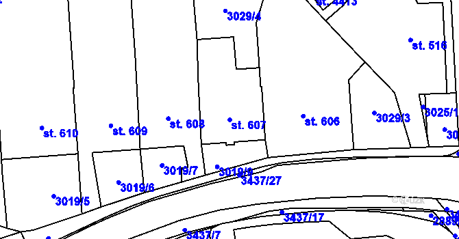 Parcela st. 607 v KÚ Česká Třebová, Katastrální mapa