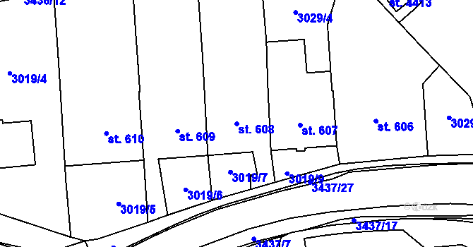 Parcela st. 608 v KÚ Česká Třebová, Katastrální mapa