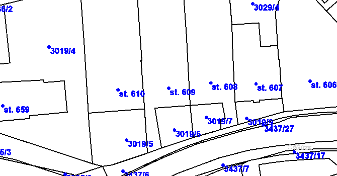 Parcela st. 609 v KÚ Česká Třebová, Katastrální mapa