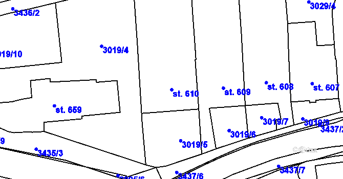 Parcela st. 610 v KÚ Česká Třebová, Katastrální mapa