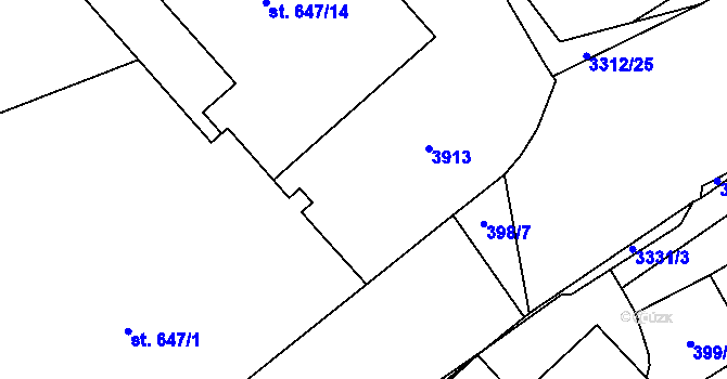 Parcela st. 647/2 v KÚ Česká Třebová, Katastrální mapa