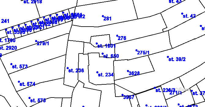 Parcela st. 650 v KÚ Česká Třebová, Katastrální mapa