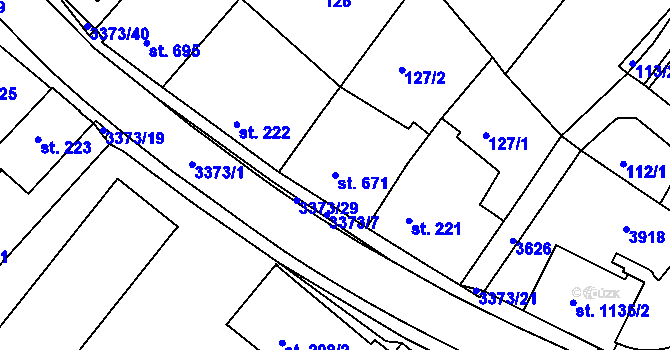 Parcela st. 671 v KÚ Česká Třebová, Katastrální mapa