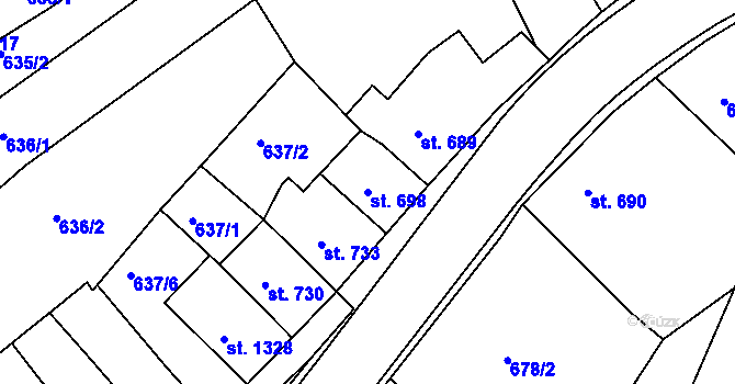 Parcela st. 698 v KÚ Česká Třebová, Katastrální mapa
