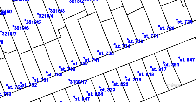 Parcela st. 735 v KÚ Česká Třebová, Katastrální mapa