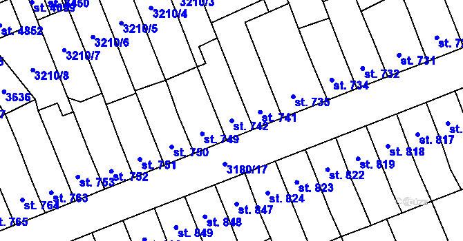 Parcela st. 742 v KÚ Česká Třebová, Katastrální mapa