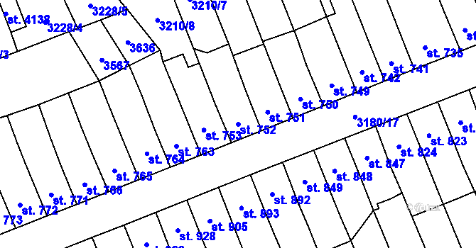 Parcela st. 752 v KÚ Česká Třebová, Katastrální mapa