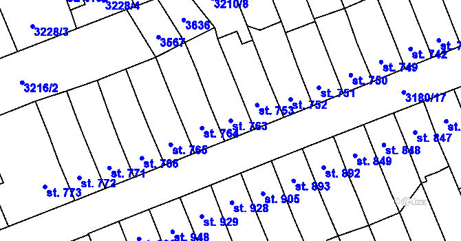 Parcela st. 763 v KÚ Česká Třebová, Katastrální mapa