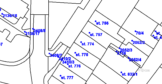 Parcela st. 774 v KÚ Česká Třebová, Katastrální mapa