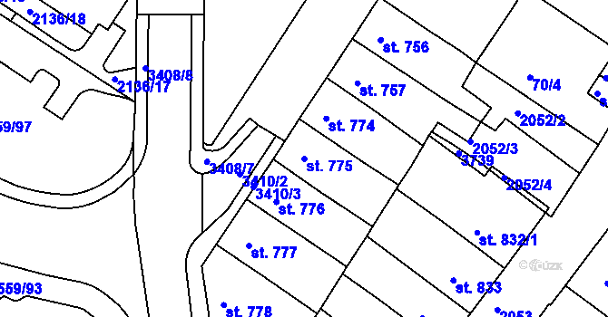 Parcela st. 775 v KÚ Česká Třebová, Katastrální mapa