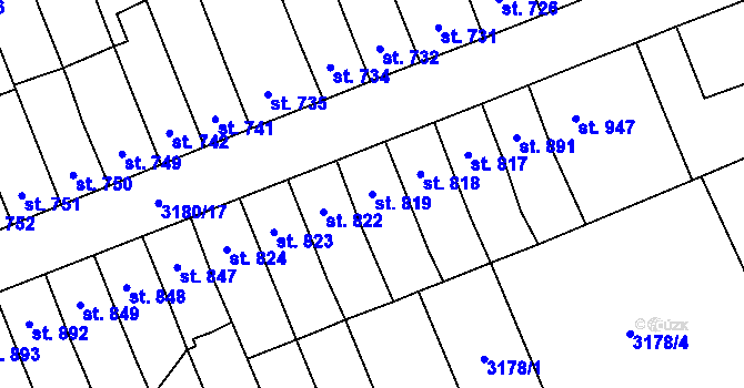 Parcela st. 819 v KÚ Česká Třebová, Katastrální mapa