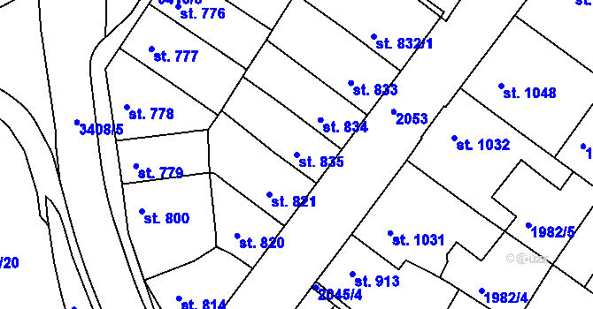 Parcela st. 835 v KÚ Česká Třebová, Katastrální mapa