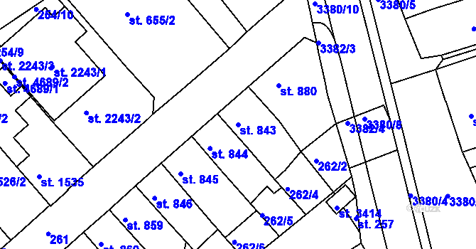 Parcela st. 843 v KÚ Česká Třebová, Katastrální mapa
