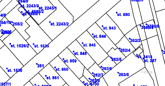 Parcela st. 845 v KÚ Česká Třebová, Katastrální mapa