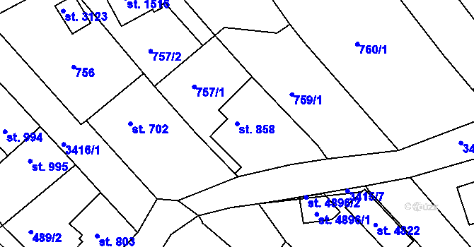 Parcela st. 858 v KÚ Česká Třebová, Katastrální mapa