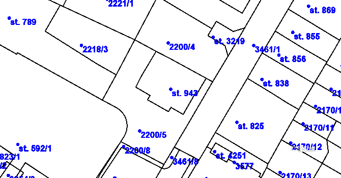 Parcela st. 943 v KÚ Česká Třebová, Katastrální mapa