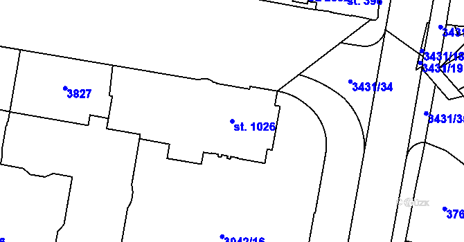 Parcela st. 1026 v KÚ Česká Třebová, Katastrální mapa