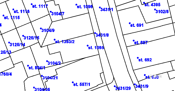 Parcela st. 1095 v KÚ Česká Třebová, Katastrální mapa