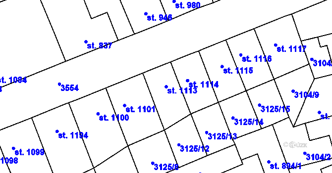 Parcela st. 1113 v KÚ Česká Třebová, Katastrální mapa