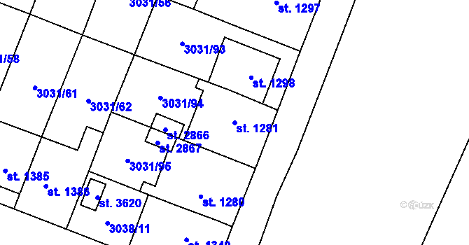 Parcela st. 1281 v KÚ Česká Třebová, Katastrální mapa