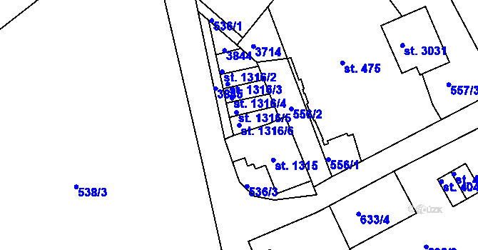 Parcela st. 1316/6 v KÚ Česká Třebová, Katastrální mapa