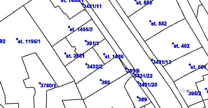 Parcela st. 1636 v KÚ Česká Třebová, Katastrální mapa