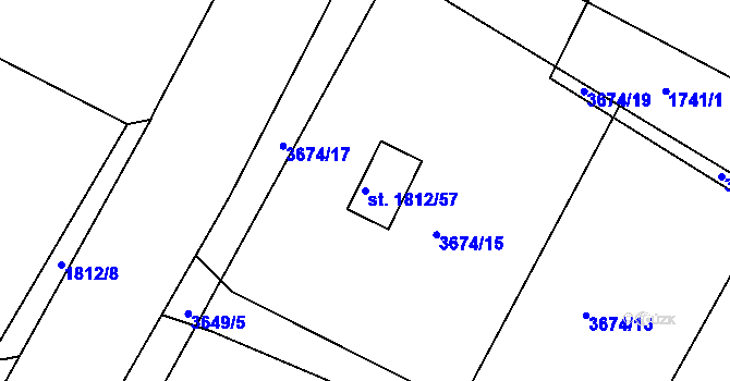 Parcela st. 1812/57 v KÚ Česká Třebová, Katastrální mapa