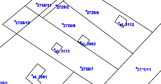 Parcela st. 2063 v KÚ Česká Třebová, Katastrální mapa