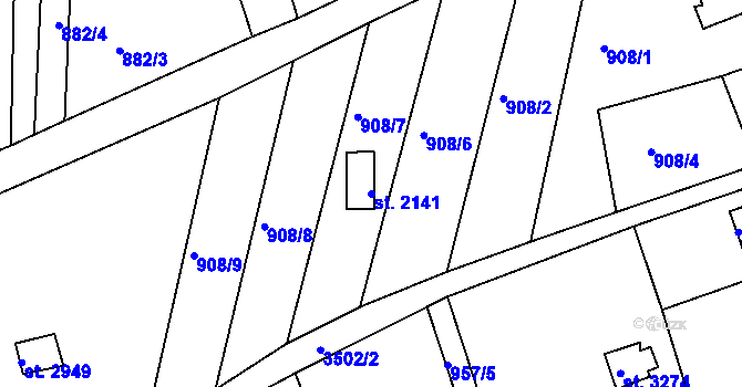 Parcela st. 2141 v KÚ Česká Třebová, Katastrální mapa