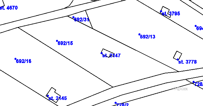 Parcela st. 2147 v KÚ Česká Třebová, Katastrální mapa