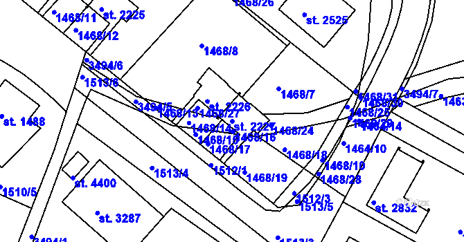 Parcela st. 2227 v KÚ Česká Třebová, Katastrální mapa