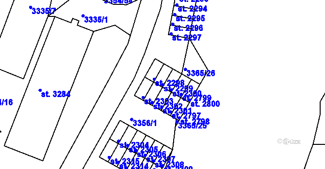 Parcela st. 2299 v KÚ Česká Třebová, Katastrální mapa