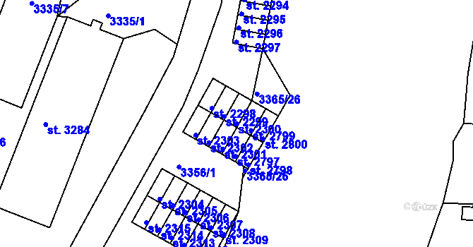 Parcela st. 2300 v KÚ Česká Třebová, Katastrální mapa