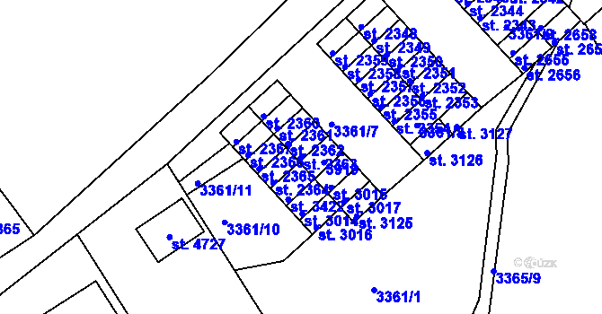 Parcela st. 2363 v KÚ Česká Třebová, Katastrální mapa
