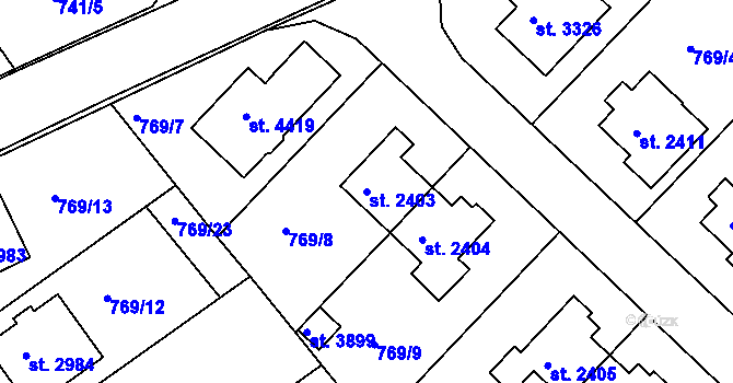 Parcela st. 2403 v KÚ Česká Třebová, Katastrální mapa