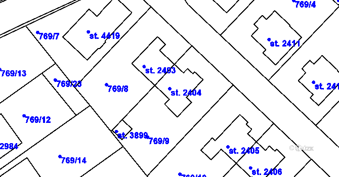 Parcela st. 2404 v KÚ Česká Třebová, Katastrální mapa